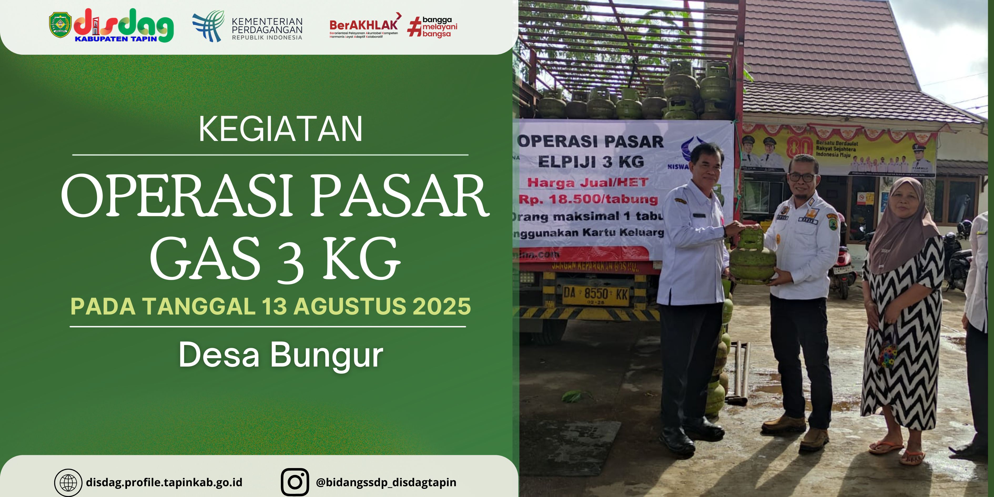 Pastikan Akses Energi Merata, Dinas Perdagangan Tapin Salurkan 200 Tabung LPG 3 Kg di Desa Bungur